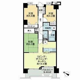 朝日白金台マンション(3LDK/8階)の間取り写真