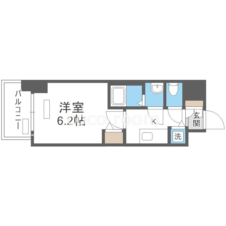 プレサンス扇町駅前(1K/9階)の間取り写真