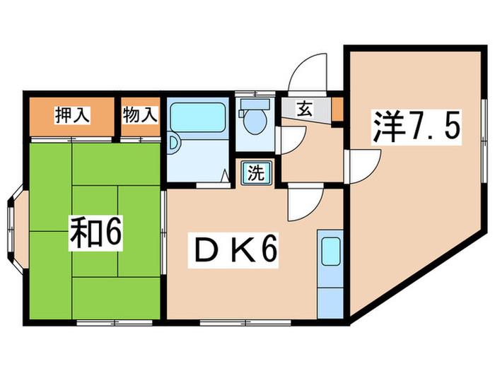 ハッピーハイツA(2DK/1階)の間取り写真