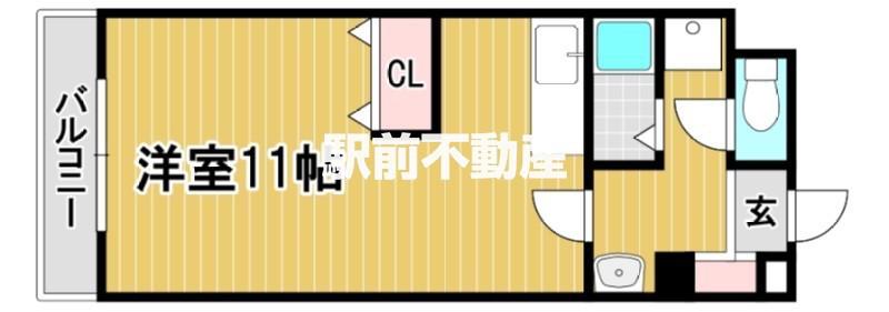 ガーデンハイツ朝妻(ワンルーム/1階)の間取り写真