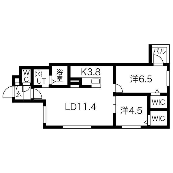 ブランシャール発寒3・3(2LDK/3階)の間取り写真