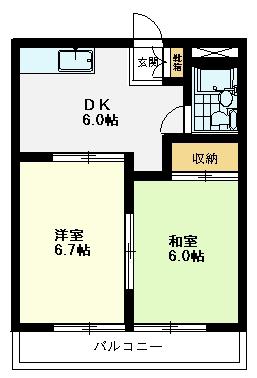 グルメランビル(2DK/4階)の間取り写真