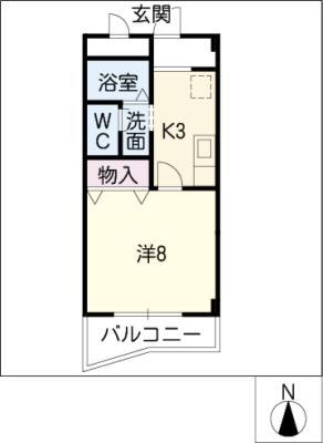 コーポ富(1K/2階)の間取り写真