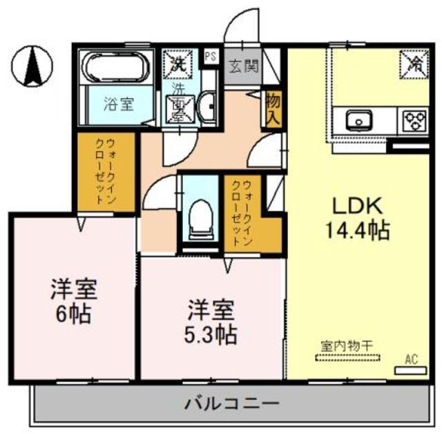 LEGATO(2LDK/2階)の間取り写真