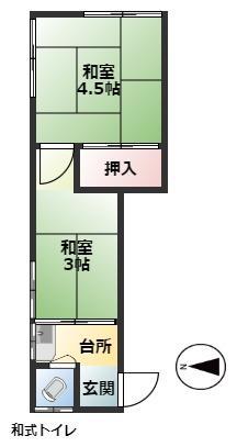 木下荘(2K/2階)の間取り写真