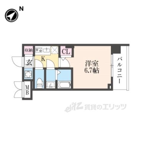 ブランシエスタ西京極(1K/4階)の間取り写真