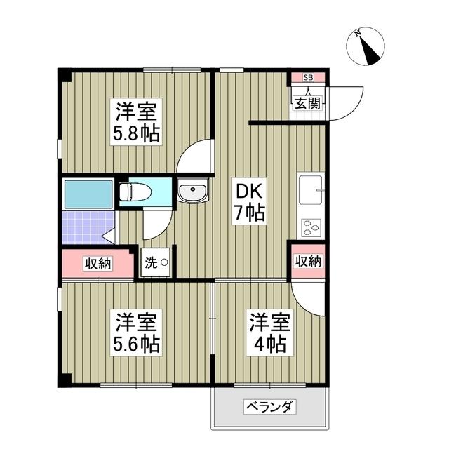 ビューパレー上福岡(3DK/3階)の間取り写真
