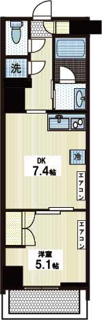 EVERGREEN-エヴァ―グリーン-(1DK/2階)の間取り写真