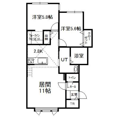 フルールII(2LDK/2階)の間取り写真