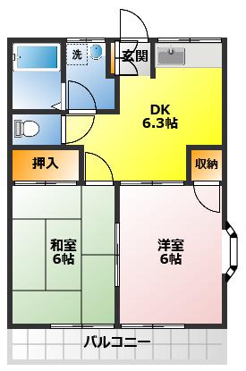 第2三沢コーポ(2DK/2階)の間取り写真