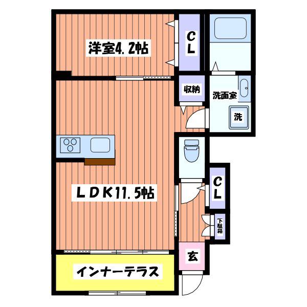 ブラン メゾンIII(1LDK/1階)の間取り写真