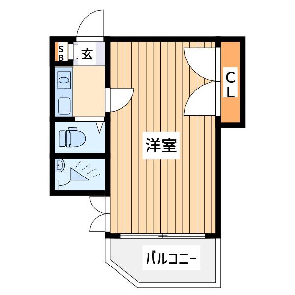 ベールクロヌ(1K/1階)の間取り写真