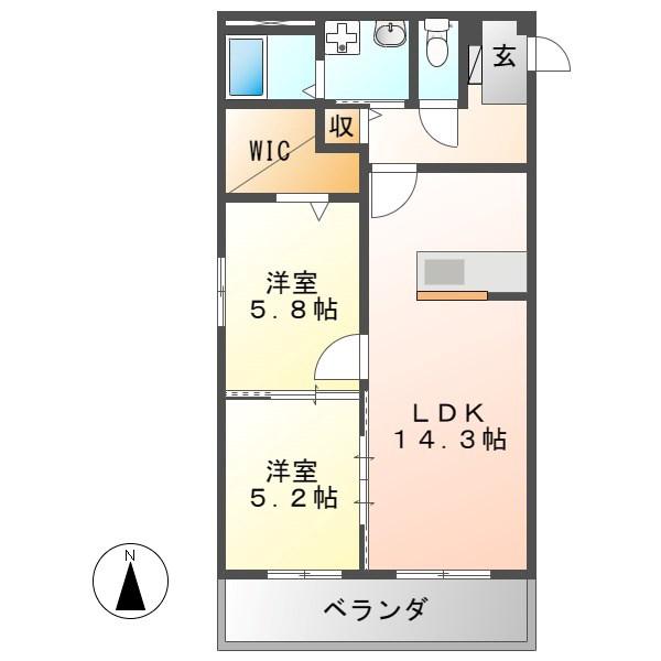 ハートフルマンションI2(2LDK/1階)の間取り写真