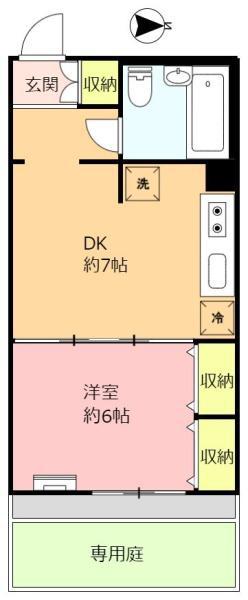 グランドメゾン加賀町(1DK/1階)の間取り写真
