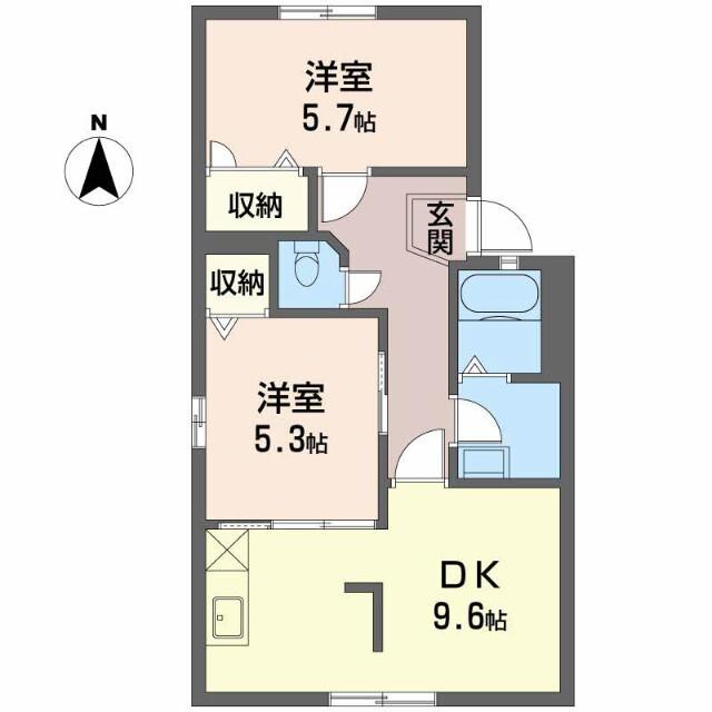 グランデール福光(2DK/1階)の間取り写真