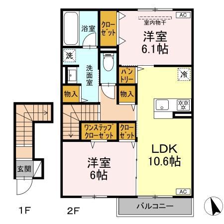 ヘリテージ・S(2LDK/2階)の間取り写真