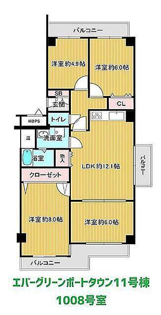 エバーグリーン南港ポートタウン11号館 11号(4LDK/10階)の間取り写真