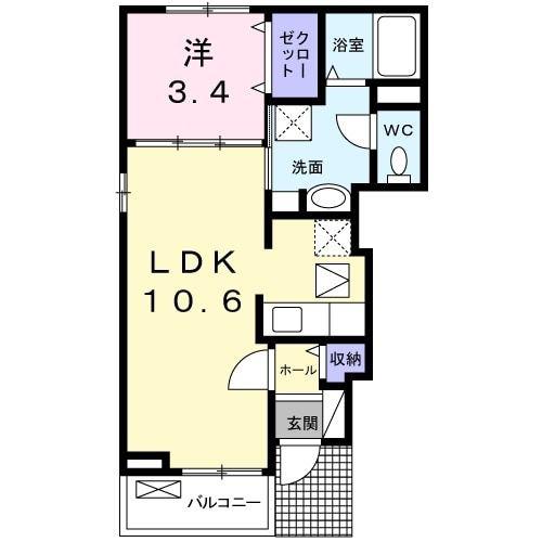 アビタシオン(1LDK/1階)の間取り写真