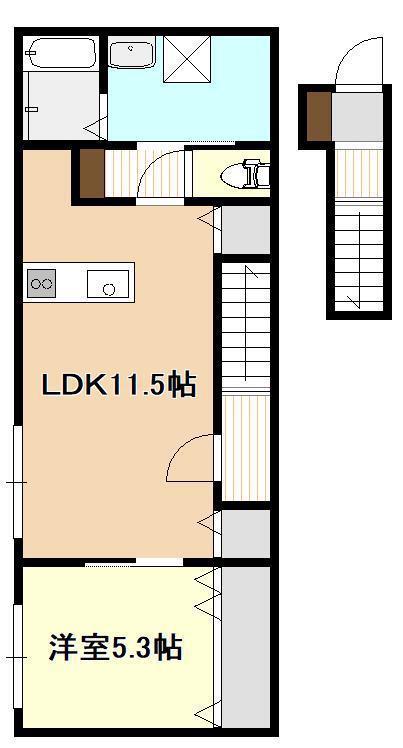 FLOURISH IN 旭町(1LDK/2階)の間取り写真