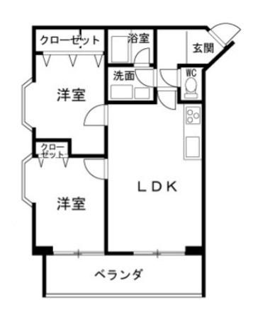 ビラ小松(2LDK/1階)の間取り写真