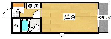 宮之阪マンション(ワンルーム/2階)の間取り写真
