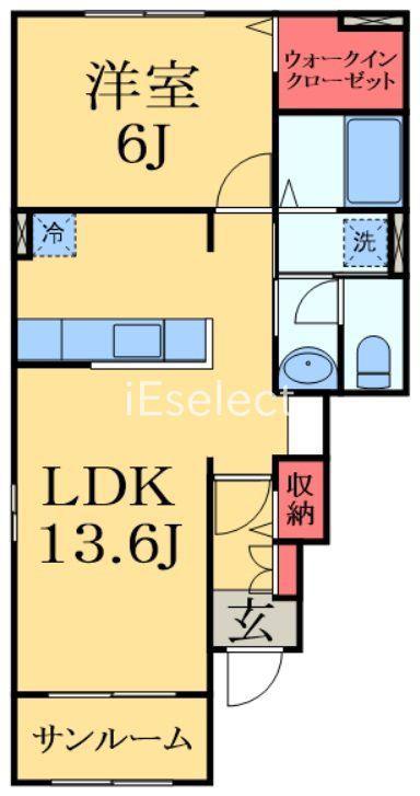 パレ・ソレイユ II(1LDK/1階)の間取り写真