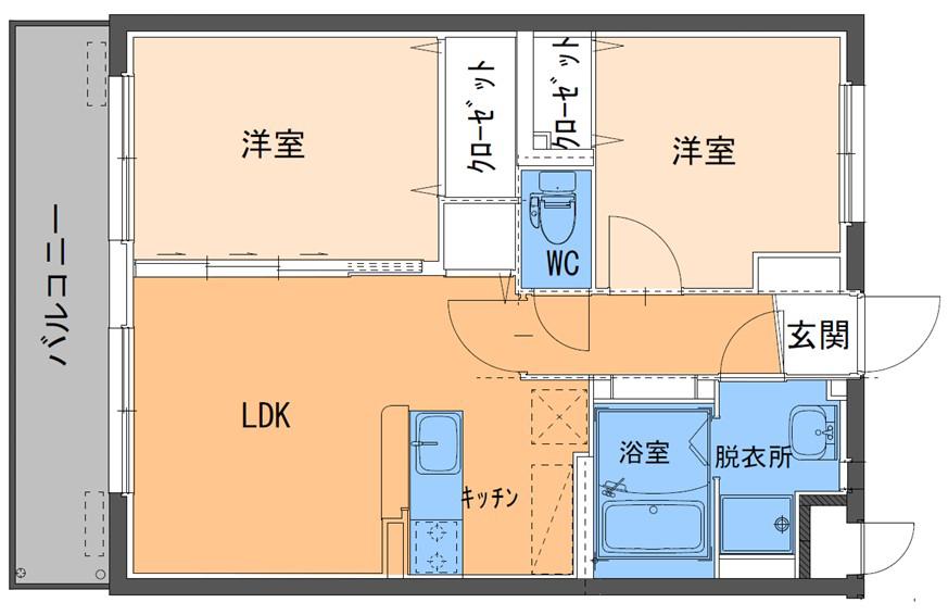サンハイツアイタウン天辰A棟(2LDK/1階)の間取り写真