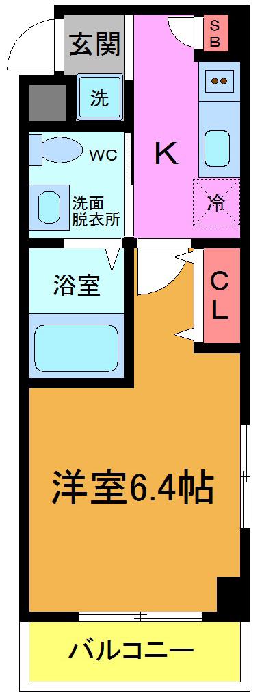 フローラ舞浜(1K/3階)の間取り写真