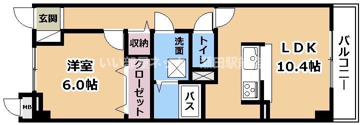 メディカル松下南EX(1LDK/3階)の間取り写真