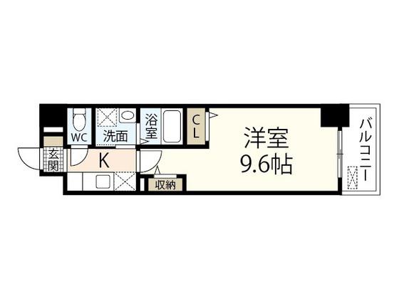 7TH FLAG 己斐本町(1K/3階)の間取り写真