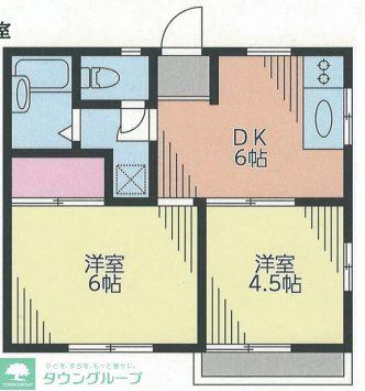 メゾンフラワー(2DK/1階)の間取り写真