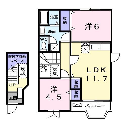 グレンツェントハオスK II(2LDK/2階)の間取り写真