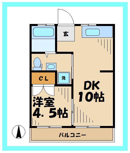 TOMOS稲田堤(1LDK/1階)の間取り写真