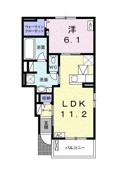 コンフォート西鶉 I(1LDK/1階)の間取り写真