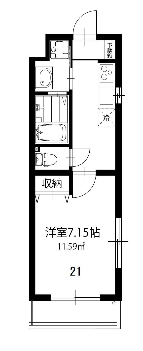 志幸88BIBIAN(1K/4階)の間取り写真