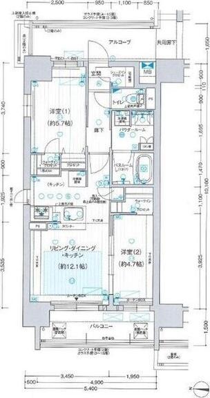 プレサンスレイズ桜山イースト(2LDK/13階)の間取り写真