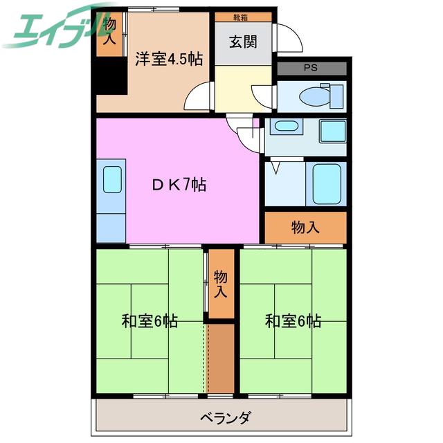 シャンボール西浦(3DK/6階)の間取り写真