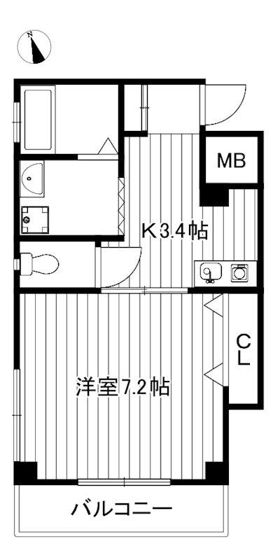 フラット吉野(1K/3階)の間取り写真