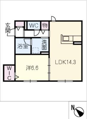 ブランノート城屋敷(1LDK/1階)の間取り写真