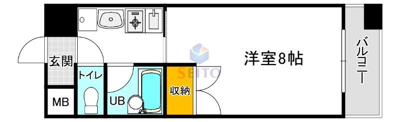 INOVE上山手(1K/2階)の間取り写真