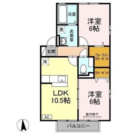 ヴィライーハトーヴA棟(2LDK/2階)の間取り写真