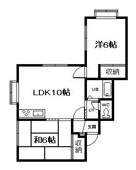 豊岡5・3ハイツA・B棟(2LDK/2階)の間取り写真