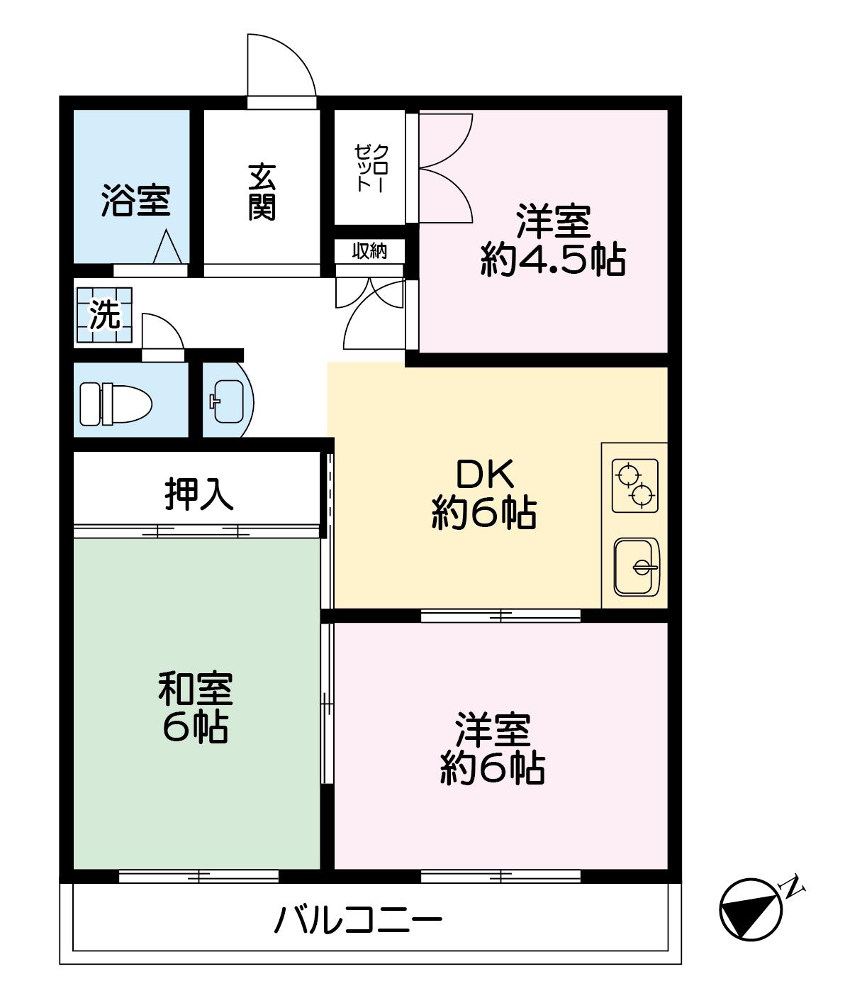 はやとやマンション(3DK/1階)の間取り写真