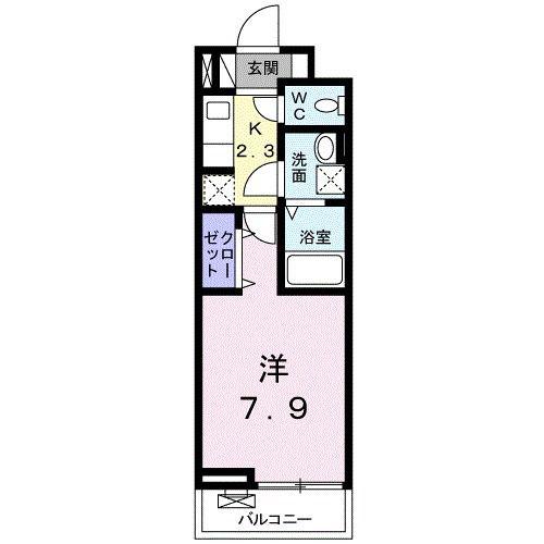 ラフィーネIII(1K/2階)の間取り写真