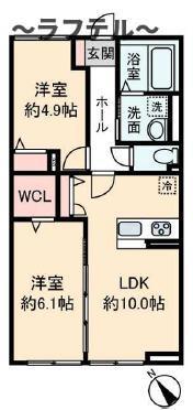 ハイムメゾン新狭山C(2LDK/1階)の間取り写真