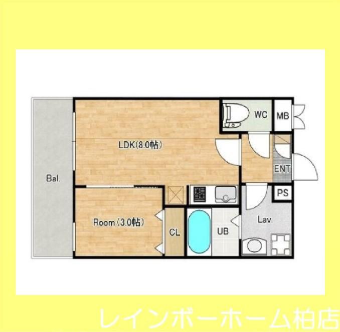 ジーメゾン我孫子下ヶ戸(1LDK/3階)の間取り写真