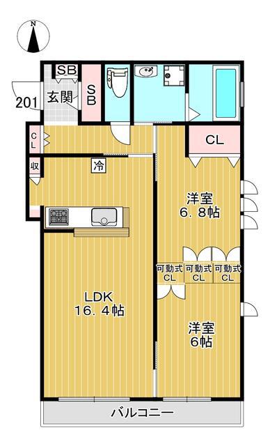 中根テラス(2LDK/2階)の間取り写真