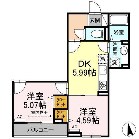 グラナーデ目白御留山(2DK/3階)の間取り写真