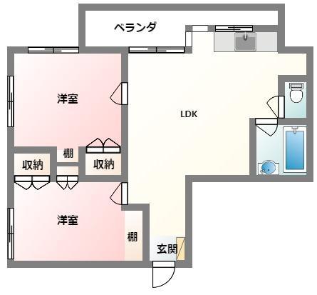 嘉数ハイム(2LDK/4階)の間取り写真