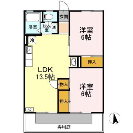 シャイン98(2LDK/1階)の間取り写真